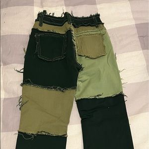 GREEN PATCHWORK PANTS